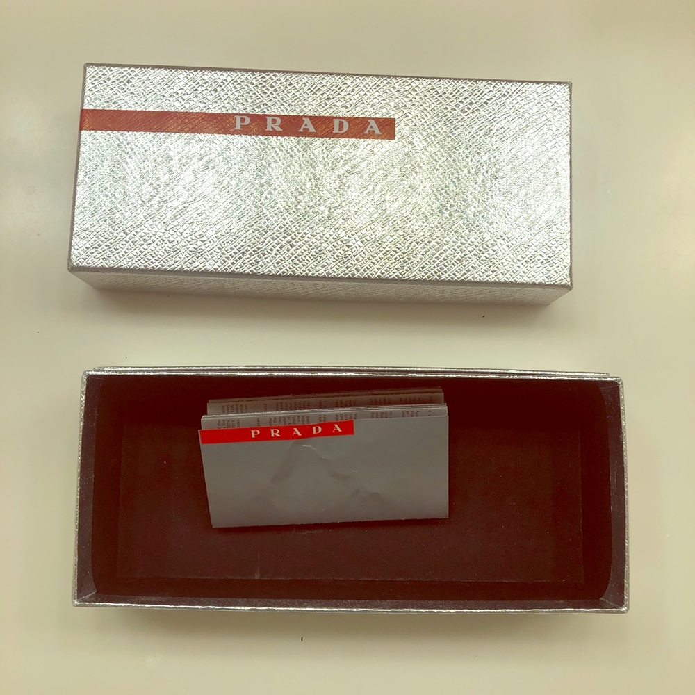 Prada sunglasses box with duster and brochure